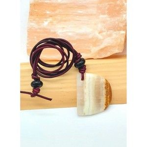Mexican Onyx Worry Stone Necklace Natural Crystal Pendant